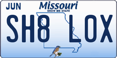 MO license plate SH8L0X