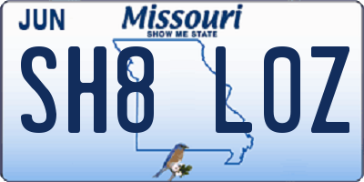 MO license plate SH8L0Z