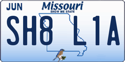 MO license plate SH8L1A
