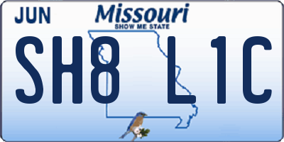 MO license plate SH8L1C