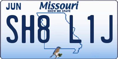 MO license plate SH8L1J