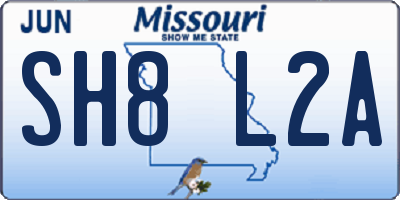 MO license plate SH8L2A