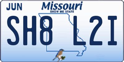 MO license plate SH8L2I
