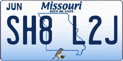 MO license plate SH8L2J