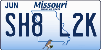 MO license plate SH8L2K