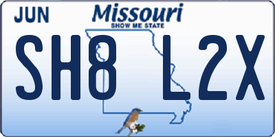 MO license plate SH8L2X