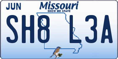 MO license plate SH8L3A