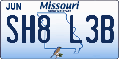 MO license plate SH8L3B