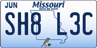 MO license plate SH8L3C