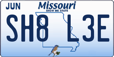 MO license plate SH8L3E