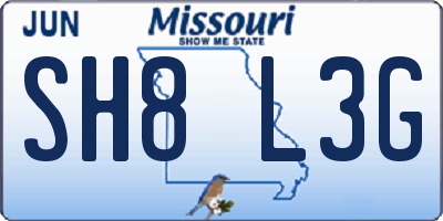 MO license plate SH8L3G