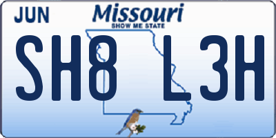 MO license plate SH8L3H