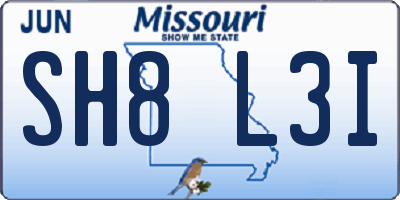 MO license plate SH8L3I