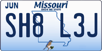 MO license plate SH8L3J