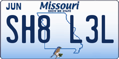 MO license plate SH8L3L