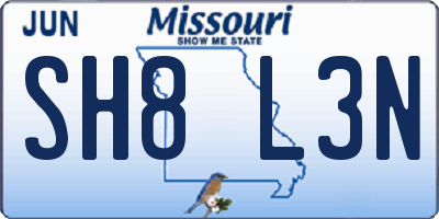 MO license plate SH8L3N
