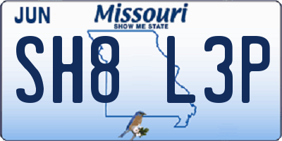 MO license plate SH8L3P