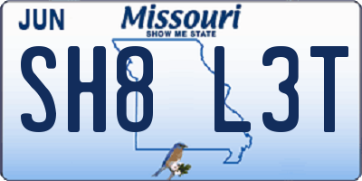 MO license plate SH8L3T