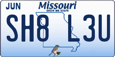 MO license plate SH8L3U