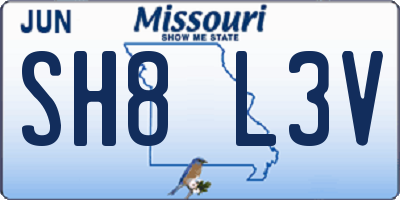 MO license plate SH8L3V
