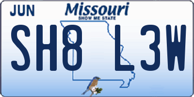 MO license plate SH8L3W