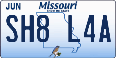 MO license plate SH8L4A