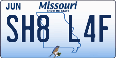 MO license plate SH8L4F