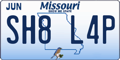 MO license plate SH8L4P