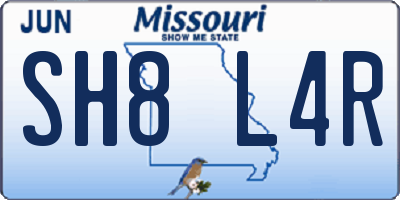 MO license plate SH8L4R