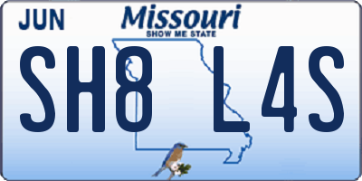 MO license plate SH8L4S