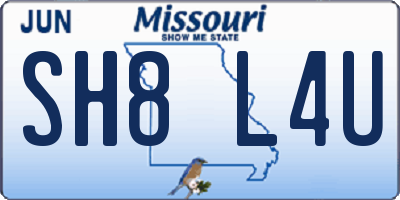 MO license plate SH8L4U