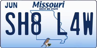 MO license plate SH8L4W