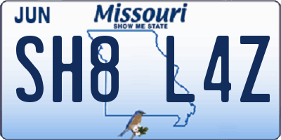 MO license plate SH8L4Z