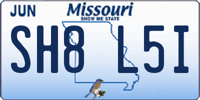 MO license plate SH8L5I