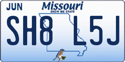 MO license plate SH8L5J