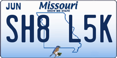 MO license plate SH8L5K