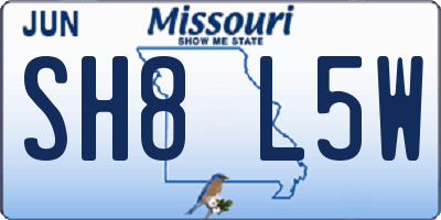MO license plate SH8L5W