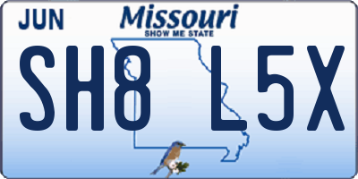 MO license plate SH8L5X