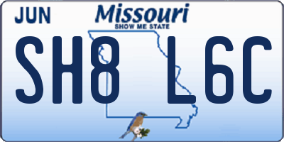 MO license plate SH8L6C