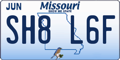 MO license plate SH8L6F