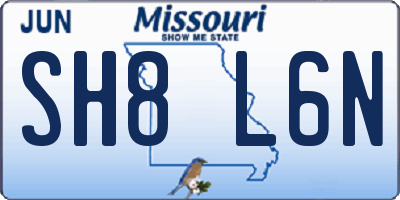 MO license plate SH8L6N