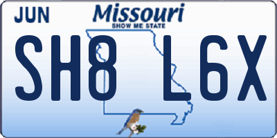 MO license plate SH8L6X