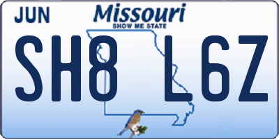 MO license plate SH8L6Z