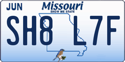 MO license plate SH8L7F