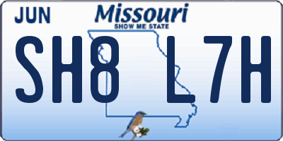 MO license plate SH8L7H
