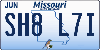 MO license plate SH8L7I