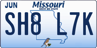 MO license plate SH8L7K