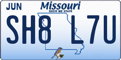 MO license plate SH8L7U