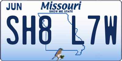 MO license plate SH8L7W