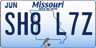 MO license plate SH8L7Z